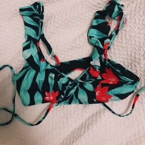 aerie floral wrap bikini top!!